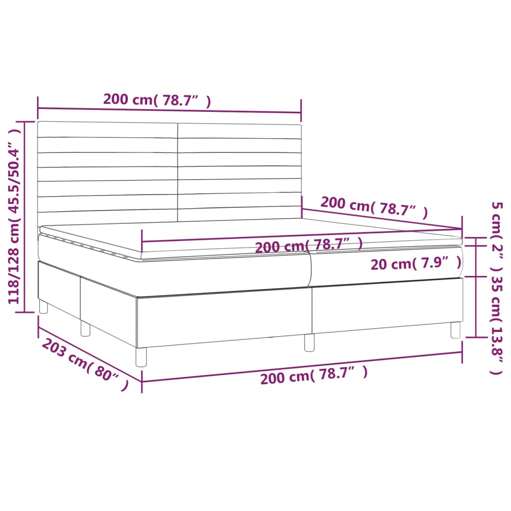 Κρεβάτι Boxspring με Στρώμα & LED Πράσινο 200x200 εκ Υφασμάτινο - Pakobazaar