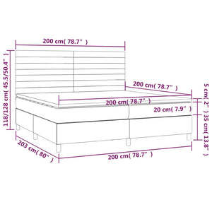 Κρεβάτι Boxspring με Στρώμα & LED Πράσινο 200x200 εκ Υφασμάτινο - Pakobazaar
