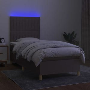 Κρεβάτι Boxspring με Στρώμα & LED Taupe 80x200 εκ. Υφασμάτινο