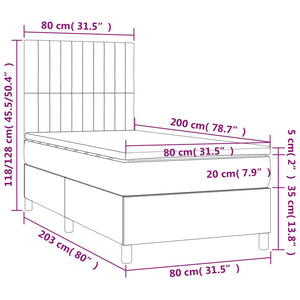 Κρεβάτι Boxspring με Στρώμα & LED Κρεμ 80x200 εκ. Υφασμάτινο