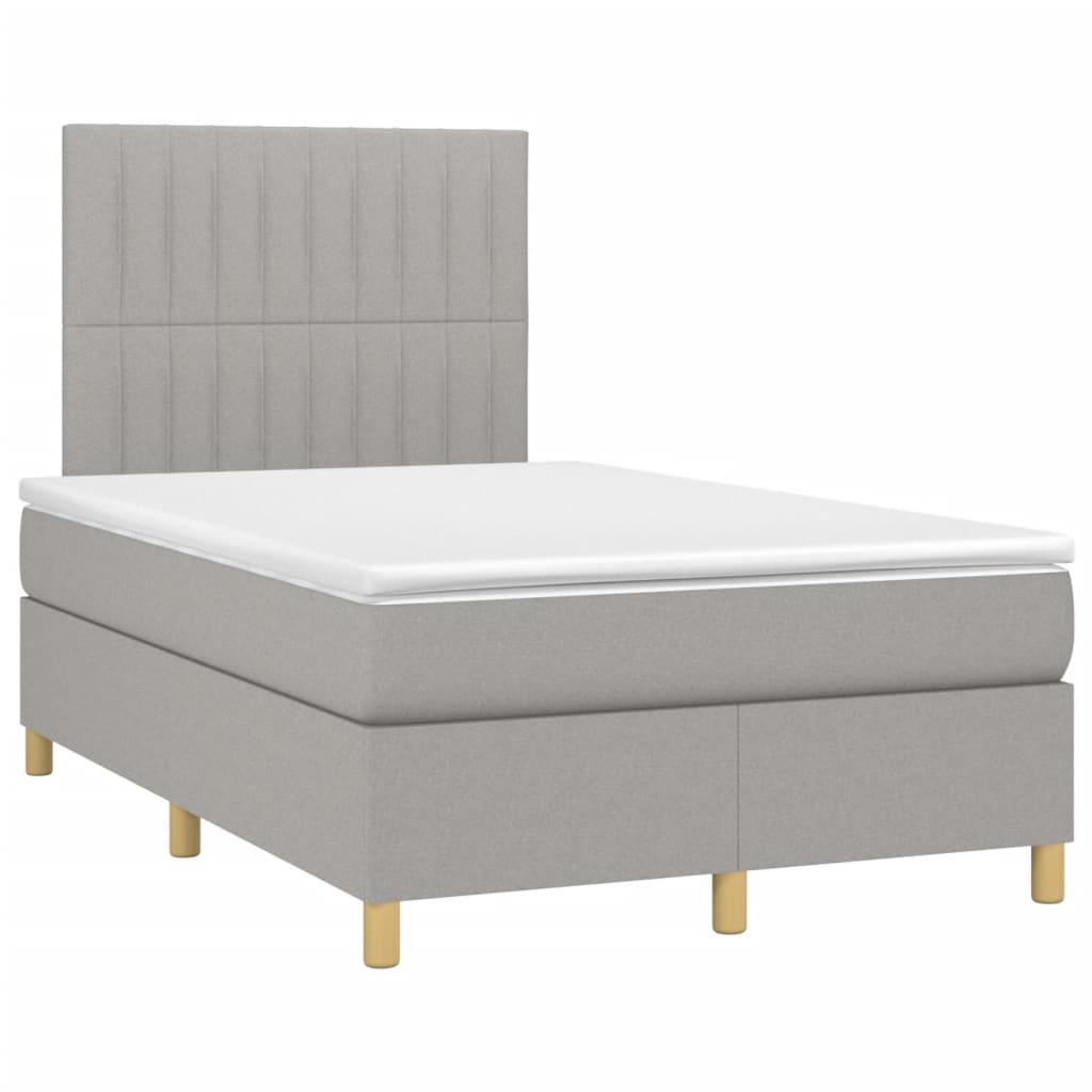 Κρεβάτι Boxspring με Στρώμα & LED Αν.Γκρι 120x200 εκ Υφασμάτινο