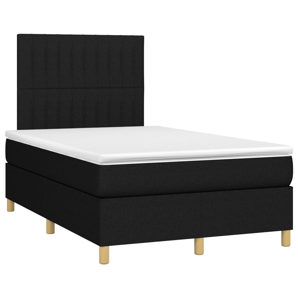 Κρεβάτι Boxspring με Στρώμα & LED Μαύρο 120x200 εκ. Υφασμάτινο