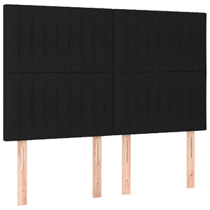 Κρεβάτι Boxspring με Στρώμα & LED Μαύρο 140x190 εκ. Υφασμάτινο