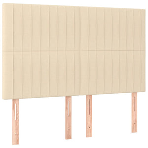 Κρεβάτι Boxspring με Στρώμα & LED Κρεμ 140x200 εκ. Υφασμάτινο