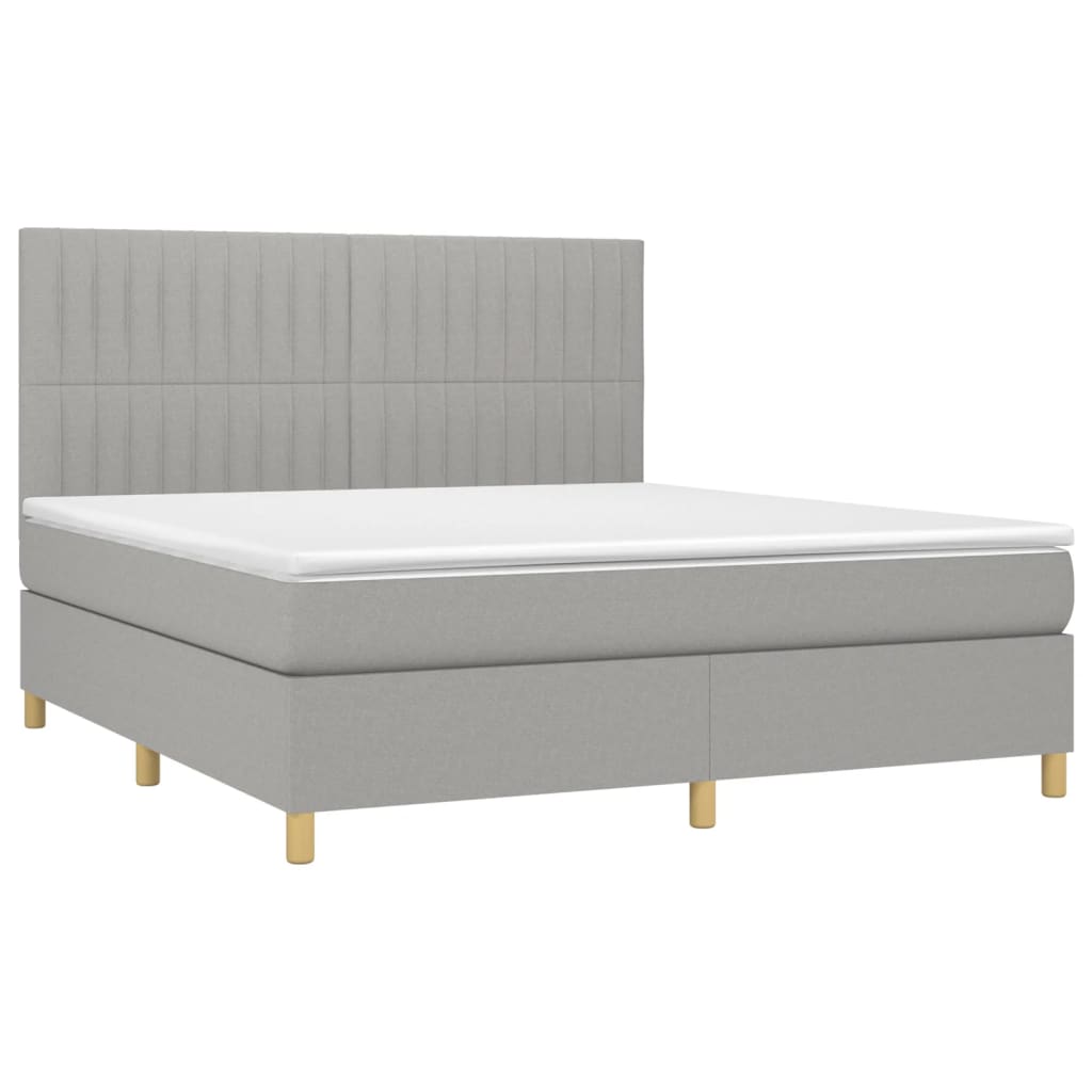 Κρεβάτι Boxspring με Στρώμα & LED Αν.Γκρι 160x200εκ. Υφασμάτινο
