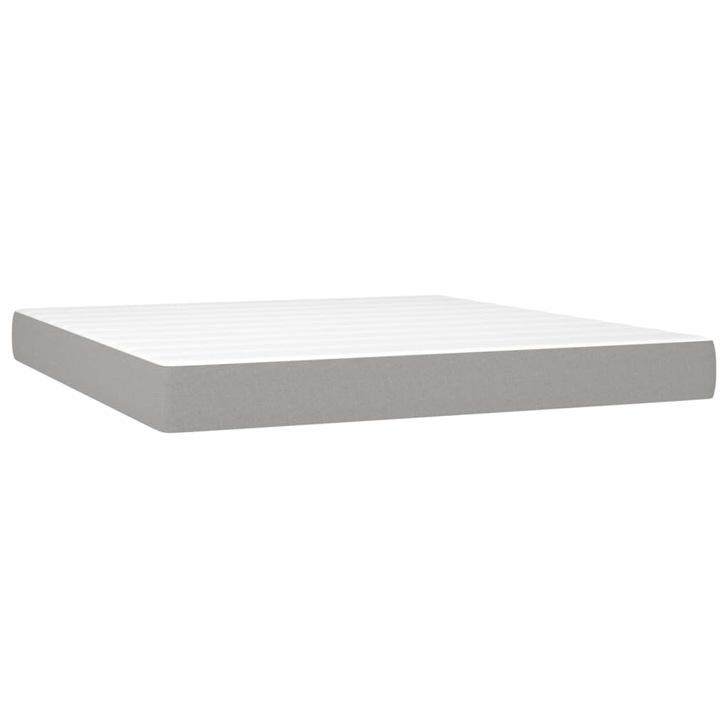 Κρεβάτι Boxspring με Στρώμα & LED Αν.Γκρι 160x200εκ. Υφασμάτινο