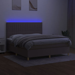 Κρεβάτι Boxspring με Στρώμα & LED Taupe 160x200 εκ. Υφασμάτινο
