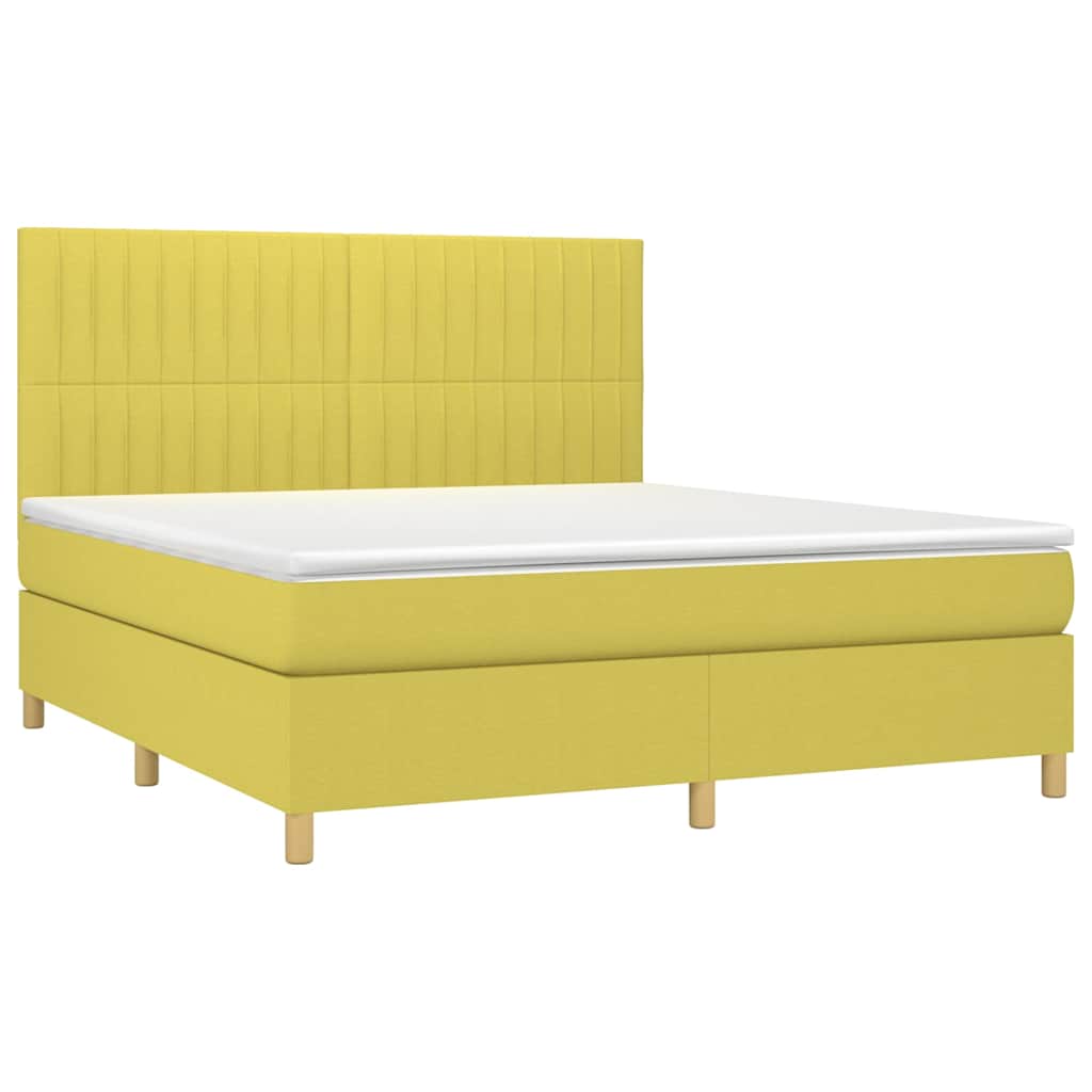 Κρεβάτι Boxspring με Στρώμα & LED Πράσινο 160x200 εκ Υφασμάτινο - Pakobazaar
