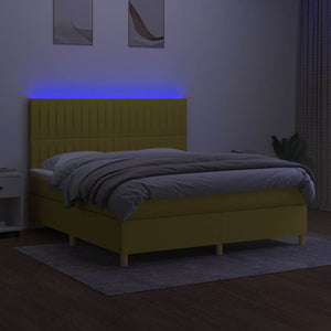 Κρεβάτι Boxspring με Στρώμα & LED Πράσινο 160x200 εκ Υφασμάτινο - Pakobazaar