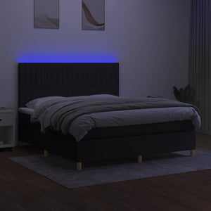 Κρεβάτι Boxspring με Στρώμα & LED Μαύρο 180x200 εκ. Υφασμάτινο