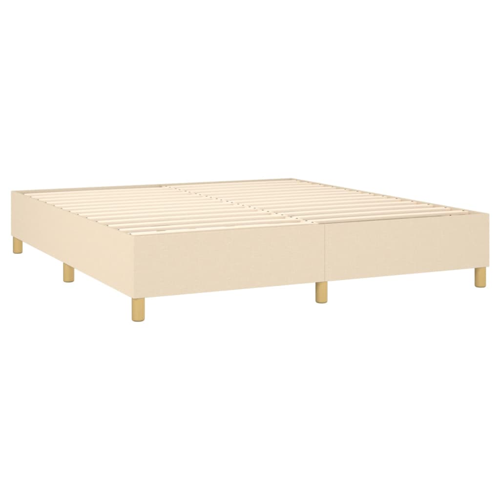 Κρεβάτι Boxspring με Στρώμα & LED Κρεμ 180x200 εκ. Υφασμάτινο - Pakobazaar
