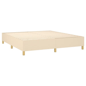 Κρεβάτι Boxspring με Στρώμα & LED Κρεμ 180x200 εκ. Υφασμάτινο - Pakobazaar