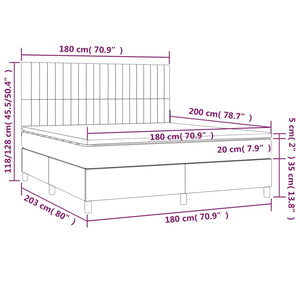 Κρεβάτι Boxspring με Στρώμα & LED Κρεμ 180x200 εκ. Υφασμάτινο - Pakobazaar
