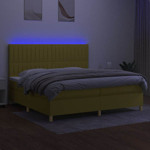 Κρεβάτι Boxspring με Στρώμα & LED Πράσινο 200x200 εκ Υφασμάτινο