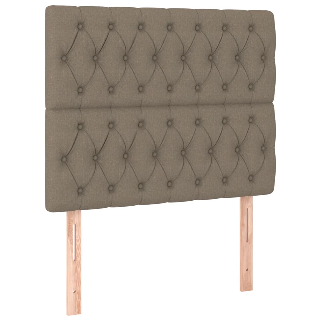 Κρεβάτι Boxspring με Στρώμα & LED Taupe 90x190 εκ. Υφασμάτινο
