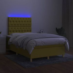 Κρεβάτι Boxspring με Στρώμα & LED Πράσινο 120x200 εκ Υφασμάτινο