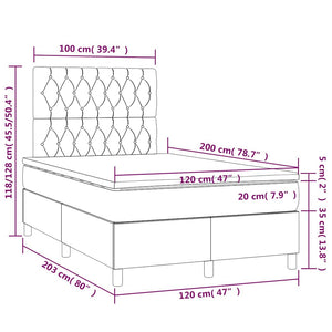Κρεβάτι Boxspring με Στρώμα & LED Πράσινο 120x200 εκ Υφασμάτινο