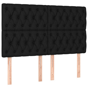 Κρεβάτι Boxspring με Στρώμα & LED Μαύρο 140x190 εκ. Υφασμάτινο
