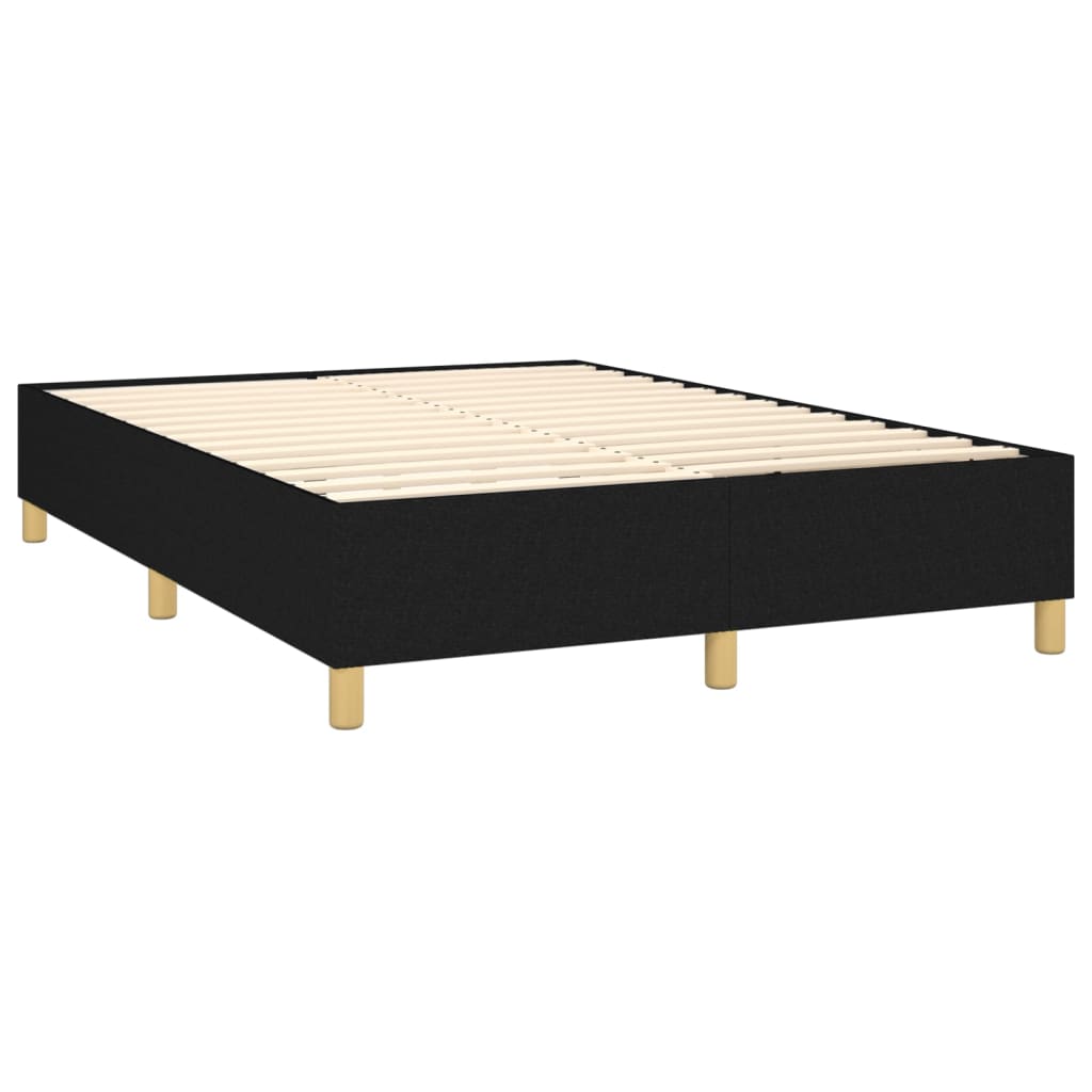 Κρεβάτι Boxspring με Στρώμα & LED Μαύρο 140x200 εκ. Υφασμάτινο