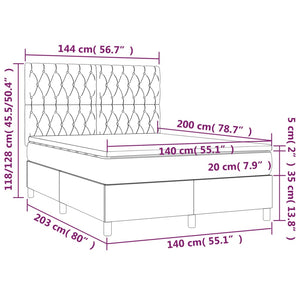 Κρεβάτι Boxspring με Στρώμα & LED Μαύρο 140x200 εκ. Υφασμάτινο