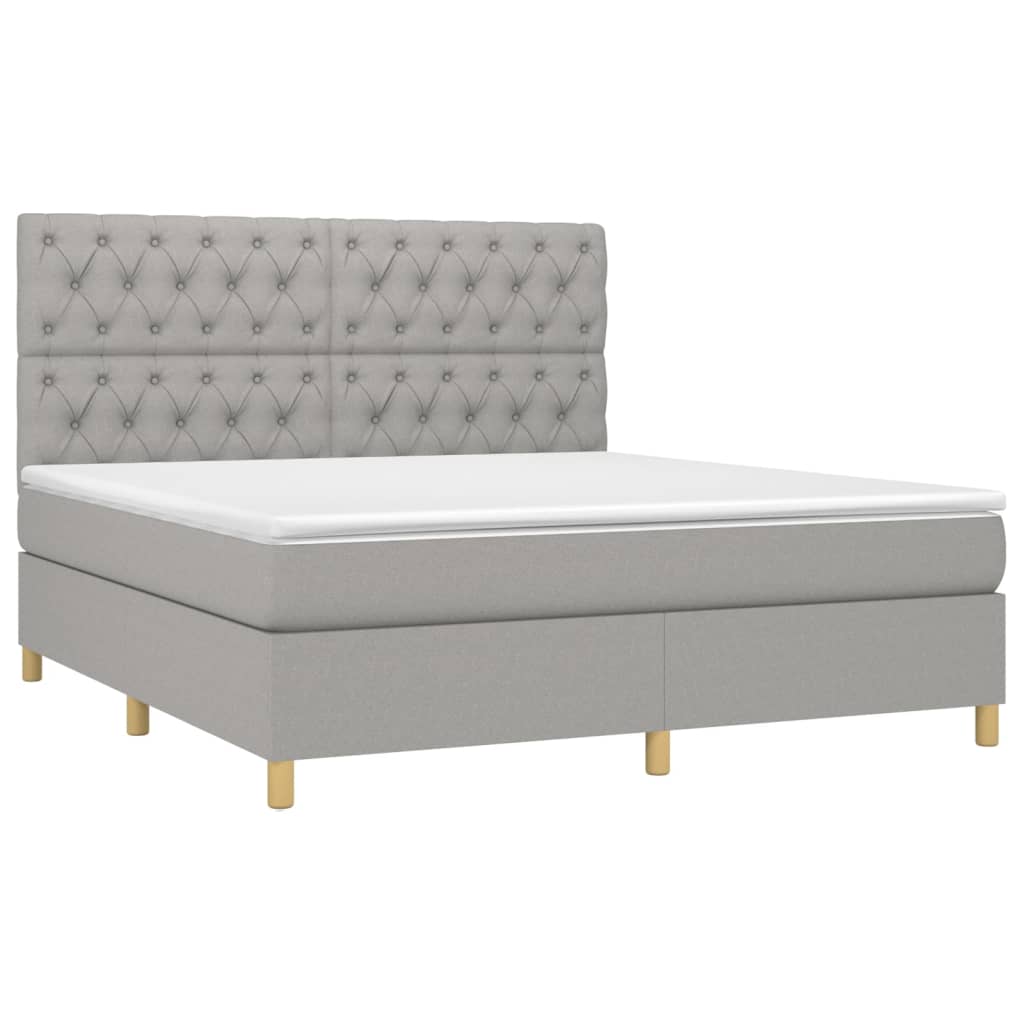 Κρεβάτι Boxspring με Στρώμα & LED Αν.Γκρι 160x200εκ. Υφασμάτινο