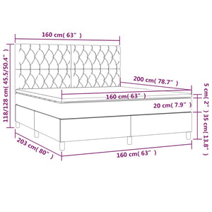 Κρεβάτι Boxspring με Στρώμα & LED Σκ.Γκρι 160x200 εκ Υφασμάτινο - Pakobazaar