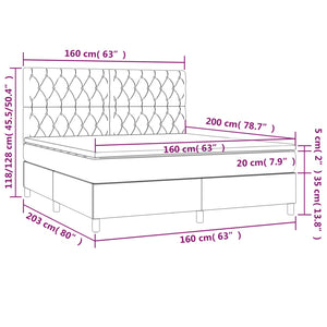 Κρεβάτι Boxspring με Στρώμα & LED Μπλε 160x200 εκ. Υφασμάτινο
