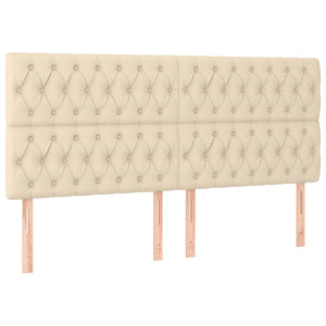 Κρεβάτι Boxspring με Στρώμα & LED Κρεμ 180x200 εκ. Υφασμάτινο