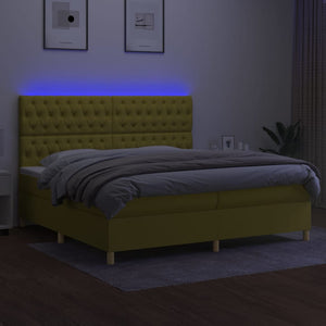 Κρεβάτι Boxspring με Στρώμα & LED Πράσινο 200x200 εκ Υφασμάτινο