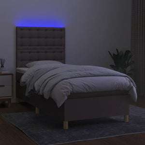 Κρεβάτι Boxspring με Στρώμα & LED Taupe 80x200 εκ. Υφασμάτινο