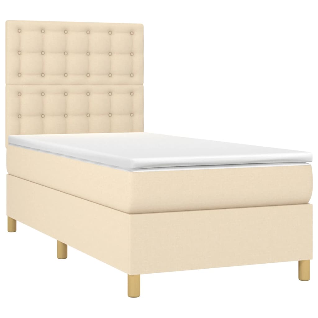 Κρεβάτι Boxspring με Στρώμα & LED Κρεμ 80x200 εκ. Υφασμάτινο
