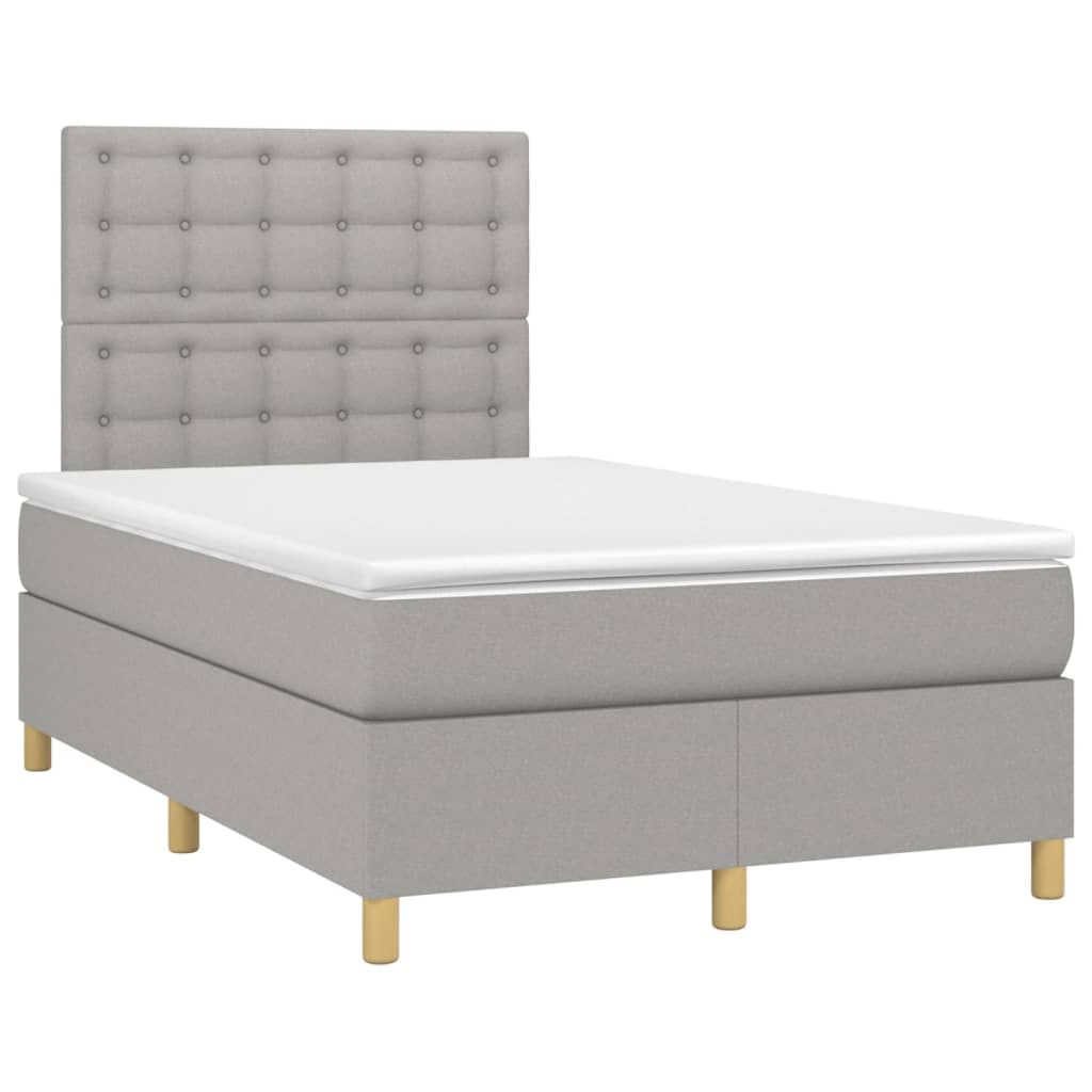 Κρεβάτι Boxspring με Στρώμα & LED Αν.Γκρι 120x200 εκ Υφασμάτινο