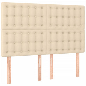 Κρεβάτι Boxspring με Στρώμα & LED Κρεμ 140x200 εκ. Υφασμάτινο - Pakobazaar