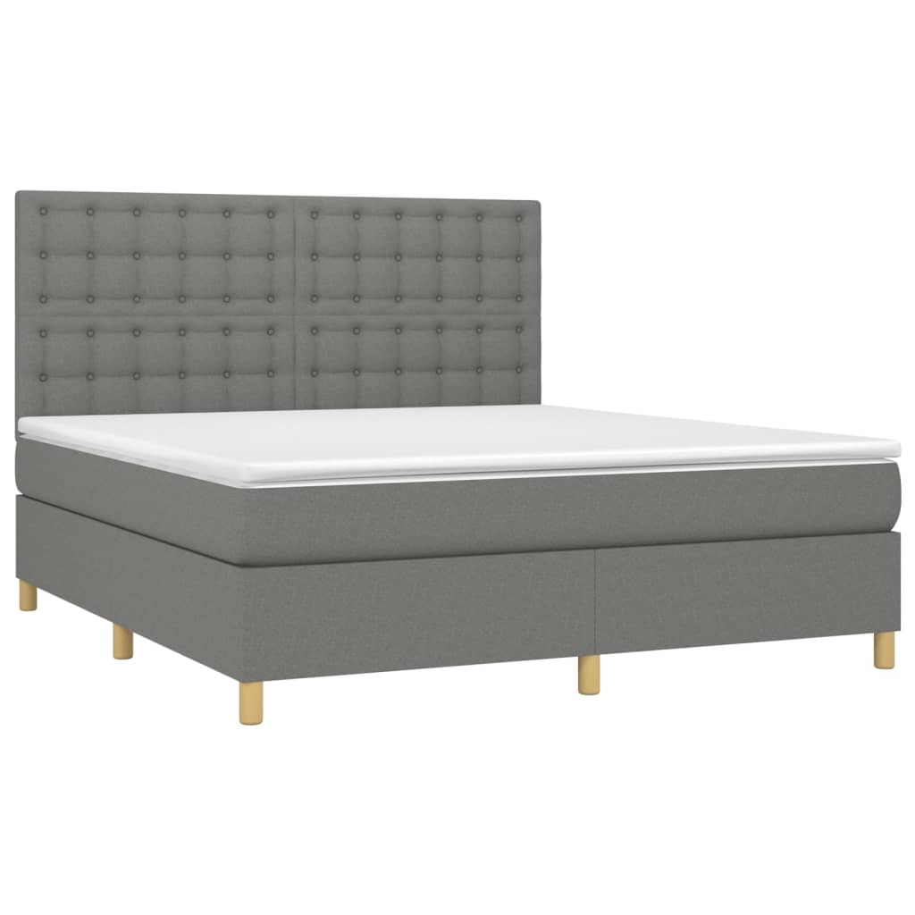 Κρεβάτι Boxspring με Στρώμα & LED Σκ.Γκρι 160x200 εκ Υφασμάτινο - Pakobazaar