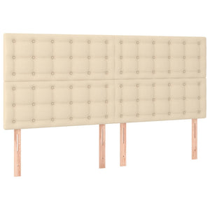 Κρεβάτι Boxspring με Στρώμα & LED Κρεμ 160x200 εκ. Υφασμάτινο