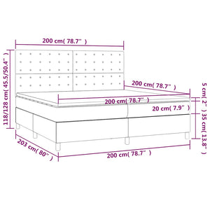 Κρεβάτι Boxspring με Στρώμα & LED Σκ.Γκρι 200x200εκ. Υφασμάτινο