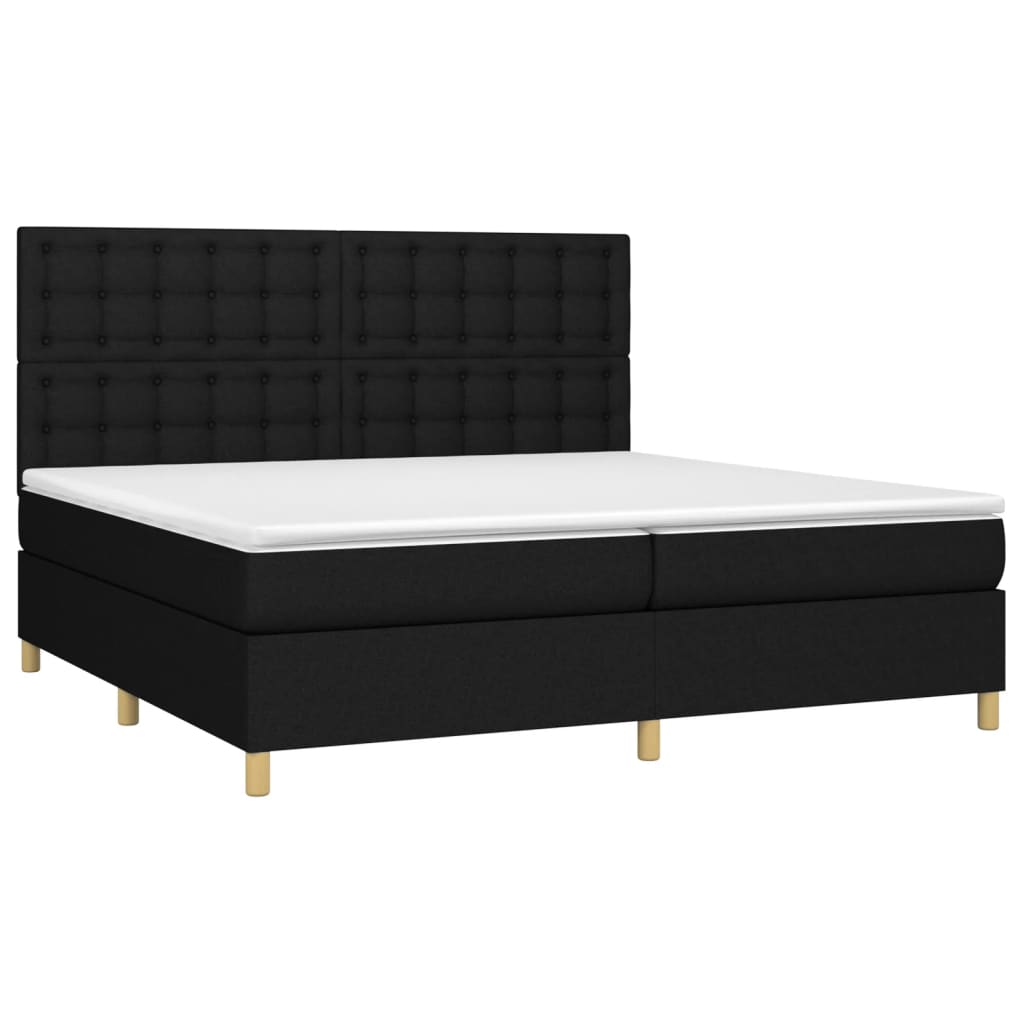 Κρεβάτι Boxspring με Στρώμα & LED Μαύρο 200x200 εκ. Υφασμάτινο