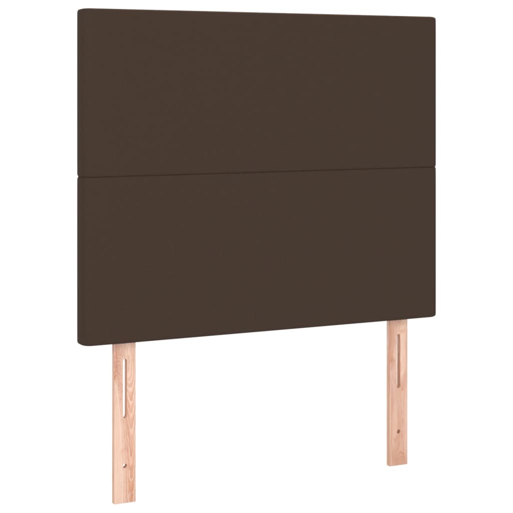 Κρεβάτι Boxspring με Στρώμα & LED Καφέ 80x200 εκ. Συνθ. Δέρμα