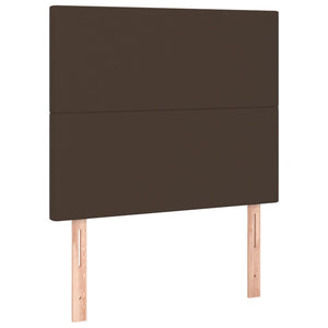 Κρεβάτι Boxspring με Στρώμα & LED Καφέ 80x200 εκ. Συνθ. Δέρμα