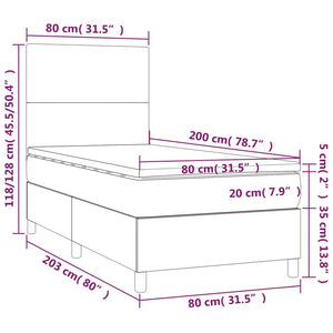 Κρεβάτι Boxspring με Στρώμα & LED Καφέ 80x200 εκ. Συνθ. Δέρμα