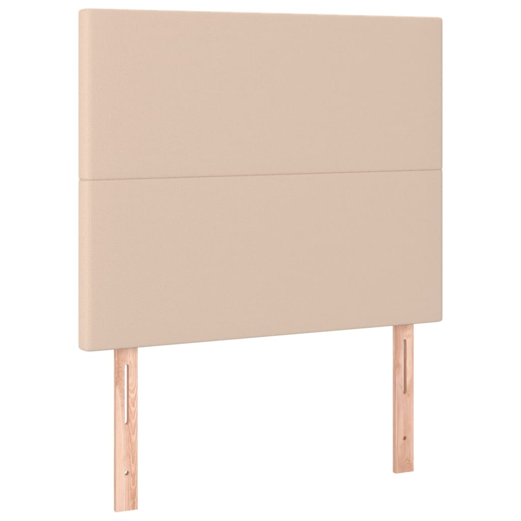 Κρεβάτι Boxspring Στρώμα&LED Καπουτσίνο 80x200 εκ. Συνθ. Δέρμα