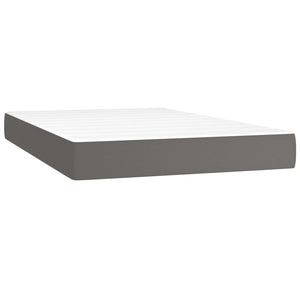 Κρεβάτι Boxspring με Στρώμα & LED Γκρι 120x200 εκ. Συνθ. Δέρμα