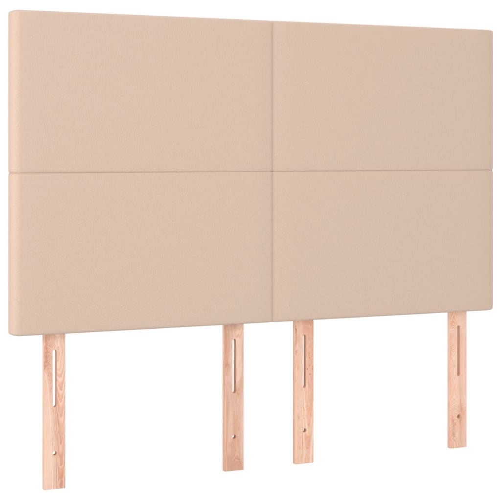 Κρεβάτι Boxspring Στρώμα&LED Καπουτσίνο 140x190 εκ. Συνθ. Δέρμα