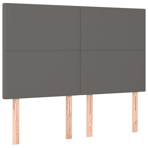 Κρεβάτι Boxspring με Στρώμα & LED Γκρι 140x200 εκ. Συνθ. Δέρμα