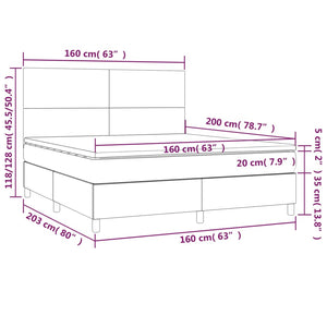 Κρεβάτι Boxspring με Στρώμα & LED Λευκό 160x200 εκ. Συνθ. Δέρμα