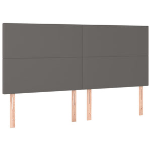 Κρεβάτι Boxspring με Στρώμα & LED Γκρι 180x200 εκ. Συνθ. Δέρμα
