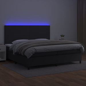 Κρεβάτι Boxspring με Στρώμα & LED Μαύρο 200x200 εκ. Συνθ. Δέρμα - Pakobazaar