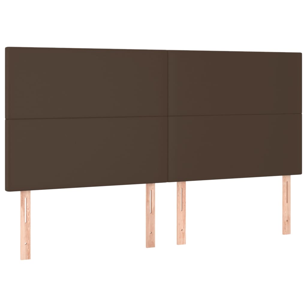 Κρεβάτι Boxspring με Στρώμα & LED Καφέ 200x200 εκ. Συνθ. Δέρμα - Pakobazaar