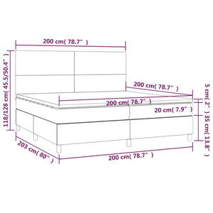 Κρεβάτι Boxspring με Στρώμα & LED Καφέ 200x200 εκ. Συνθ. Δέρμα - Pakobazaar
