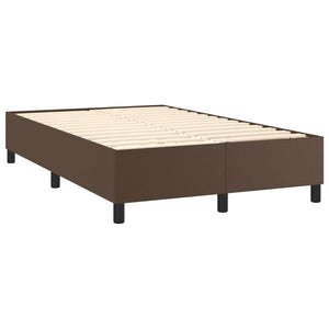 Κρεβάτι Boxspring με Στρώμα & LED Καφέ 120x200 εκ. Συνθ. Δέρμα